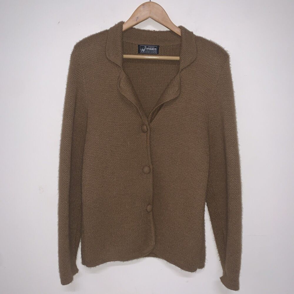 Vtg Artesania Vivanco Brown Button Sweater Women’s Small/Med  100% Baby Alpaca